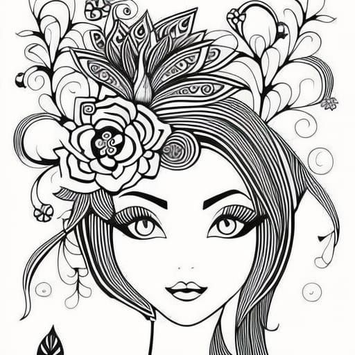 fairy portrait coloring page - AI Generated Artwork - NightCafe Creator