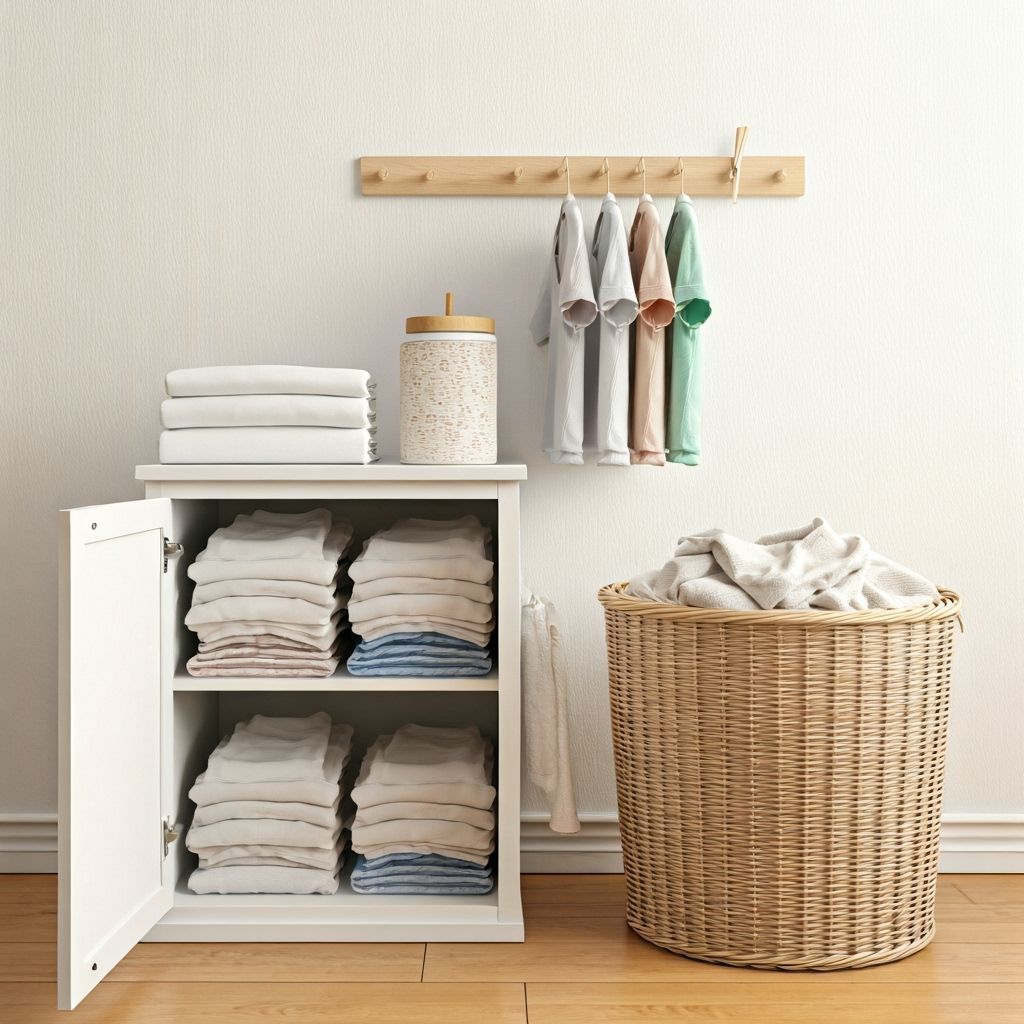 Cozy Laundry Corner in Watercolor Style