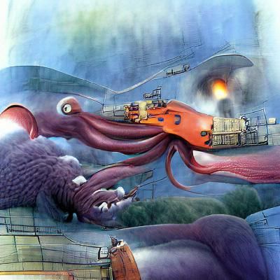 giant octopus submarine drawing