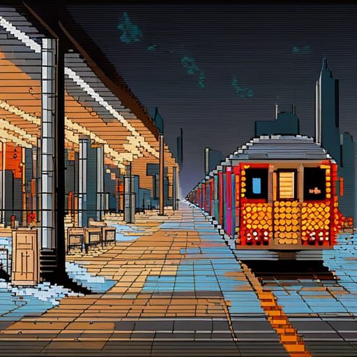 subway train pixel art - AI Generated Artwork - NightCafe Creator