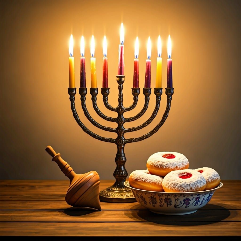 Celebrate Hanukkah with a Traditional Menorah Scene