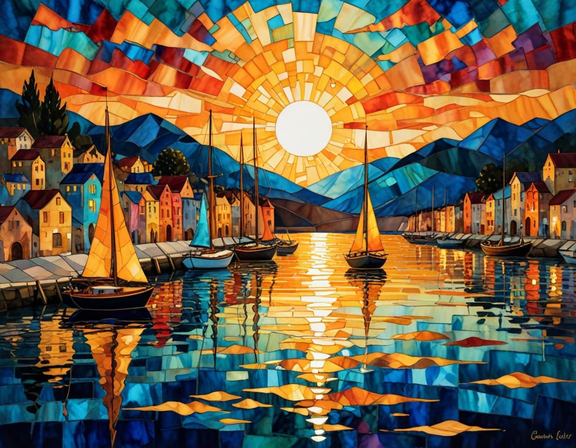 A harbor at sunset  by @Neverland