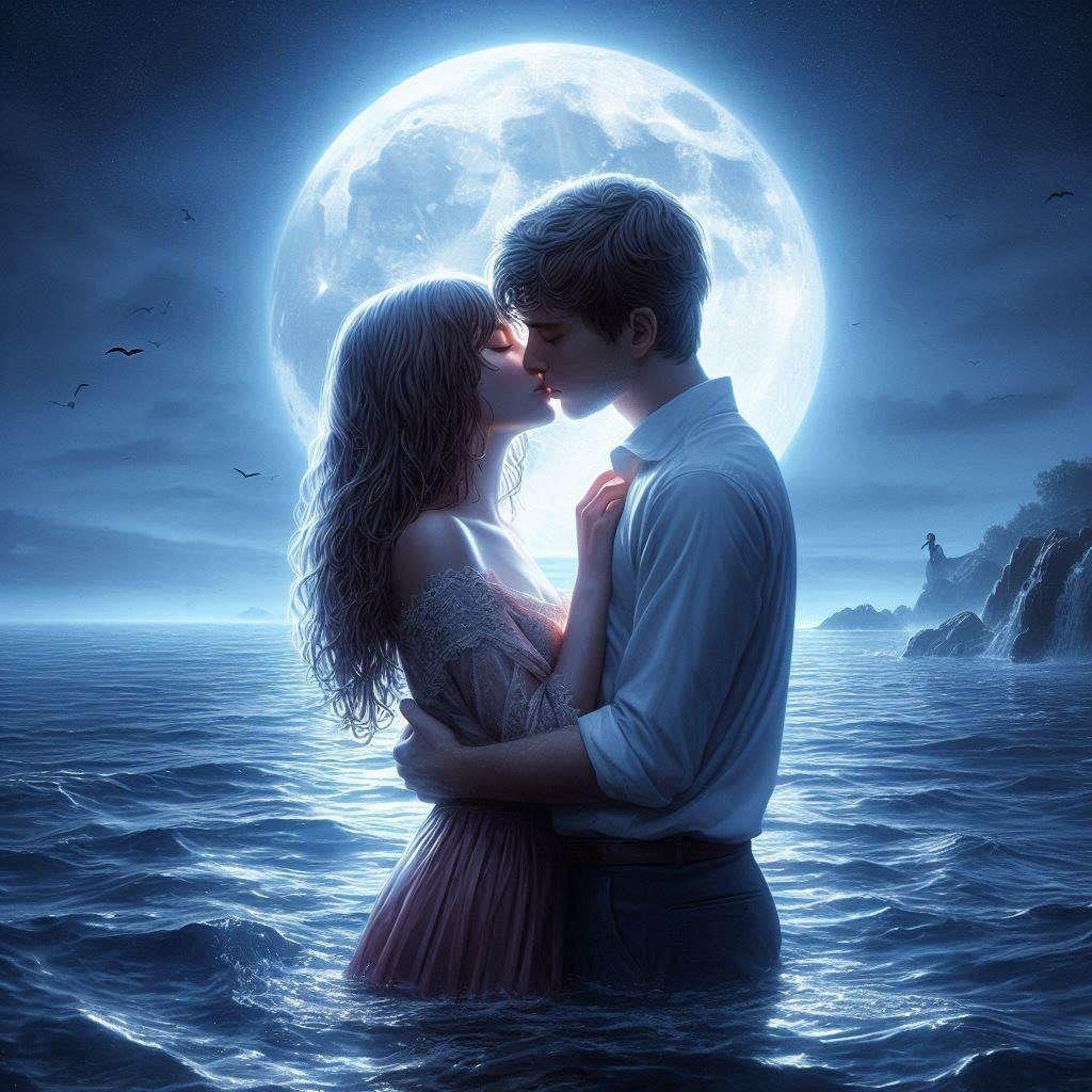 Kissing on the moon bridge - AI Generated Artwork - NightCafe Creator