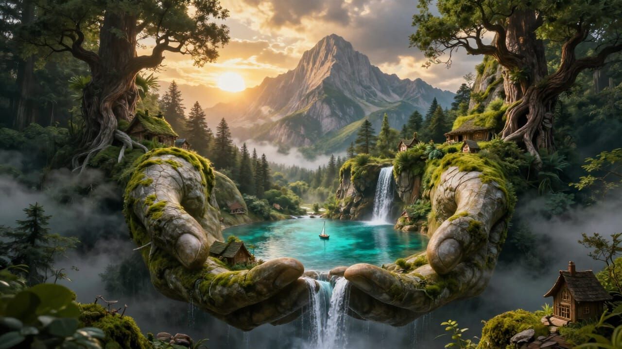 Giant Stone Hands at Sunrise  by @kolovratok285