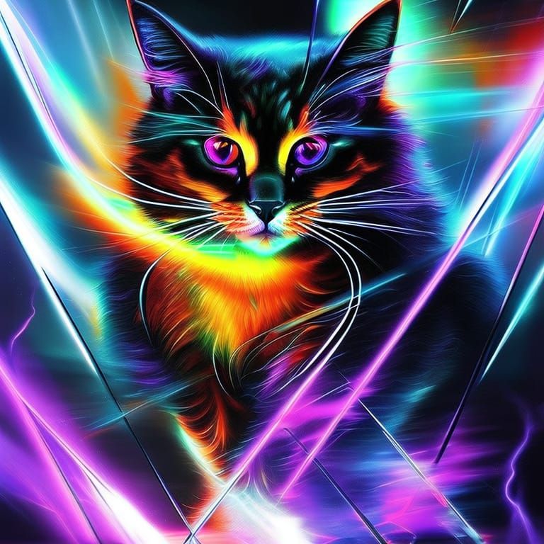 Neon cat - AI Generated Artwork - NightCafe Creator