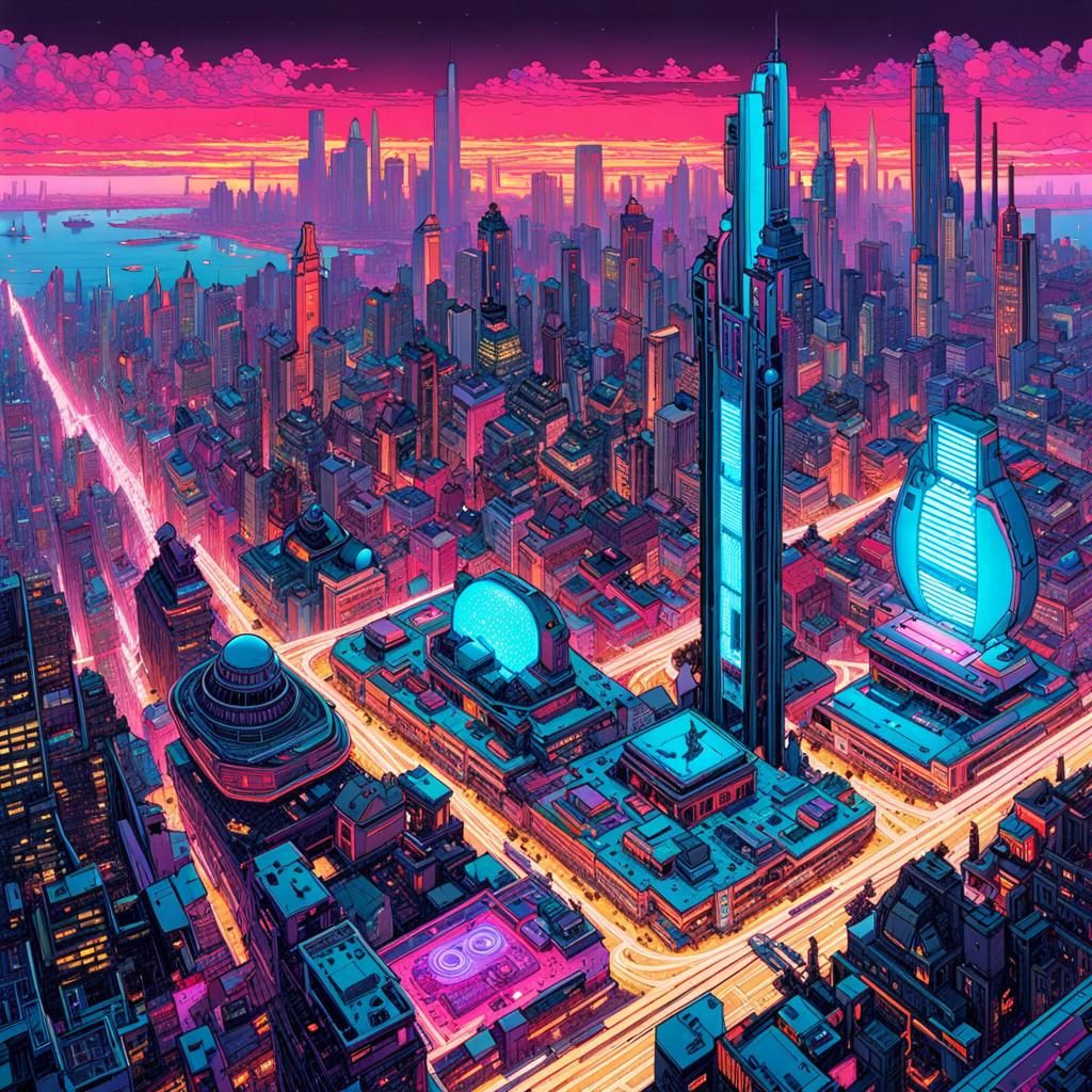 Vaporwave Cyberpunk city  by @WitteKraai