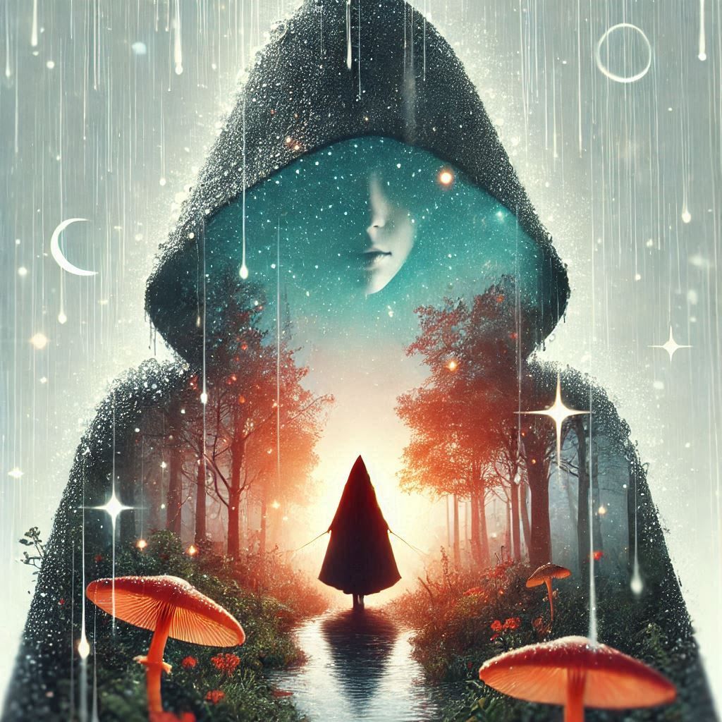 double exposure beautiful fantasy DALL-E 3 portrait landscape..