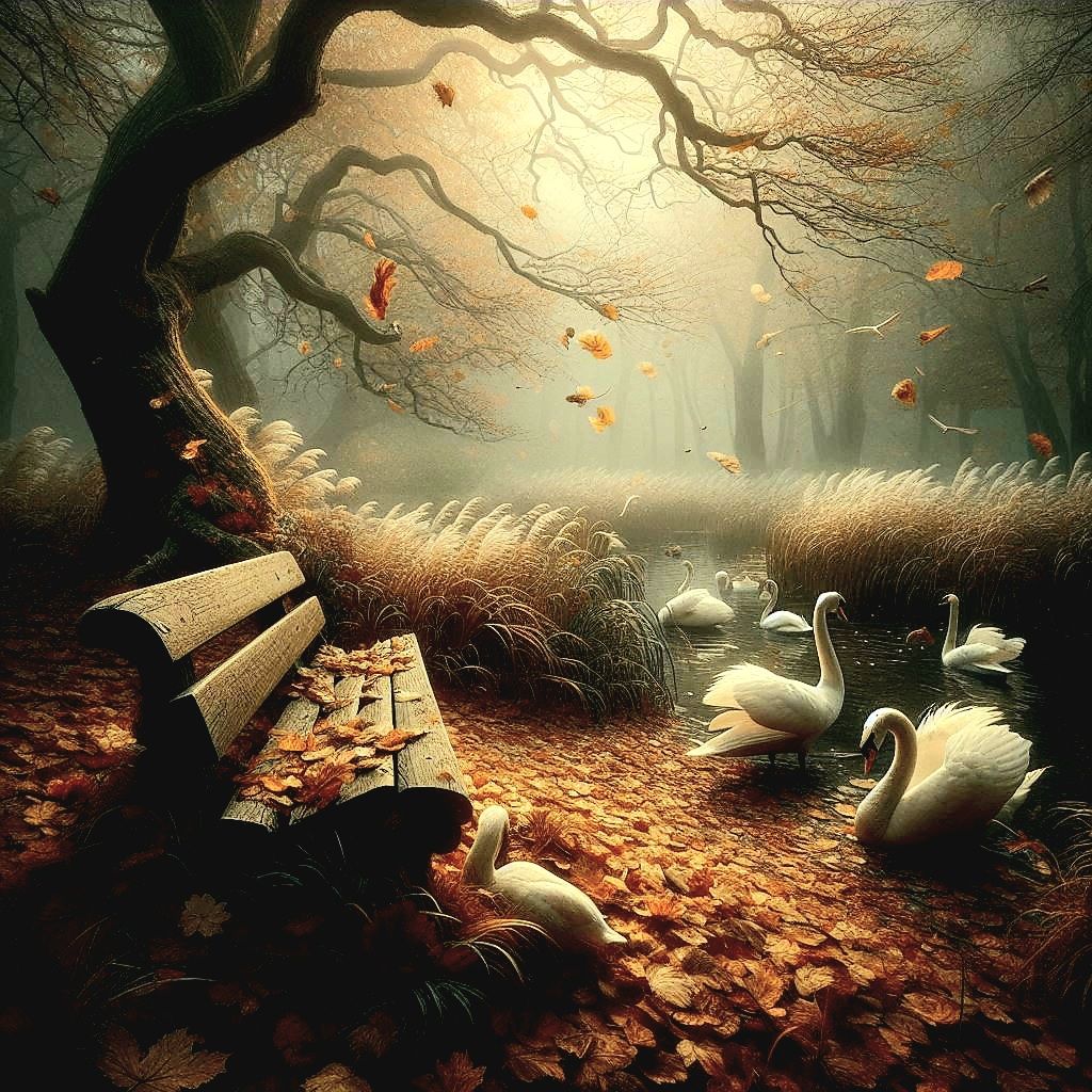 Autumnal park bench