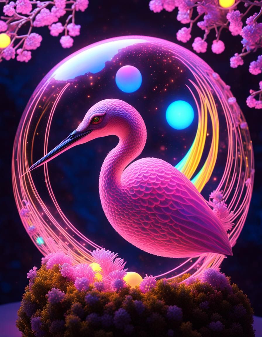 Neon Night Bird AI Generated Artwork NightCafe Creator