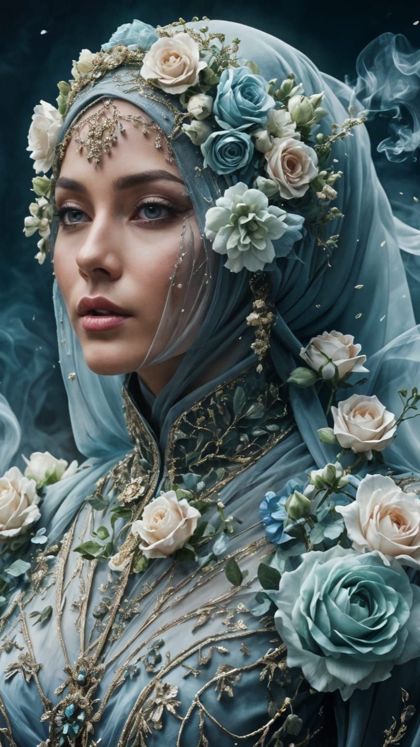 Hyper-Realistic Fairy in Mystical Rose Sea