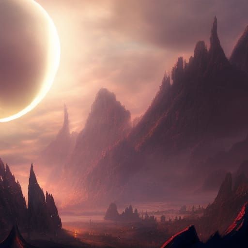 A crescent moon in a cloudy sky. detailed matte painting, deep color, fantastical, intricate detail, splash screen, comp...