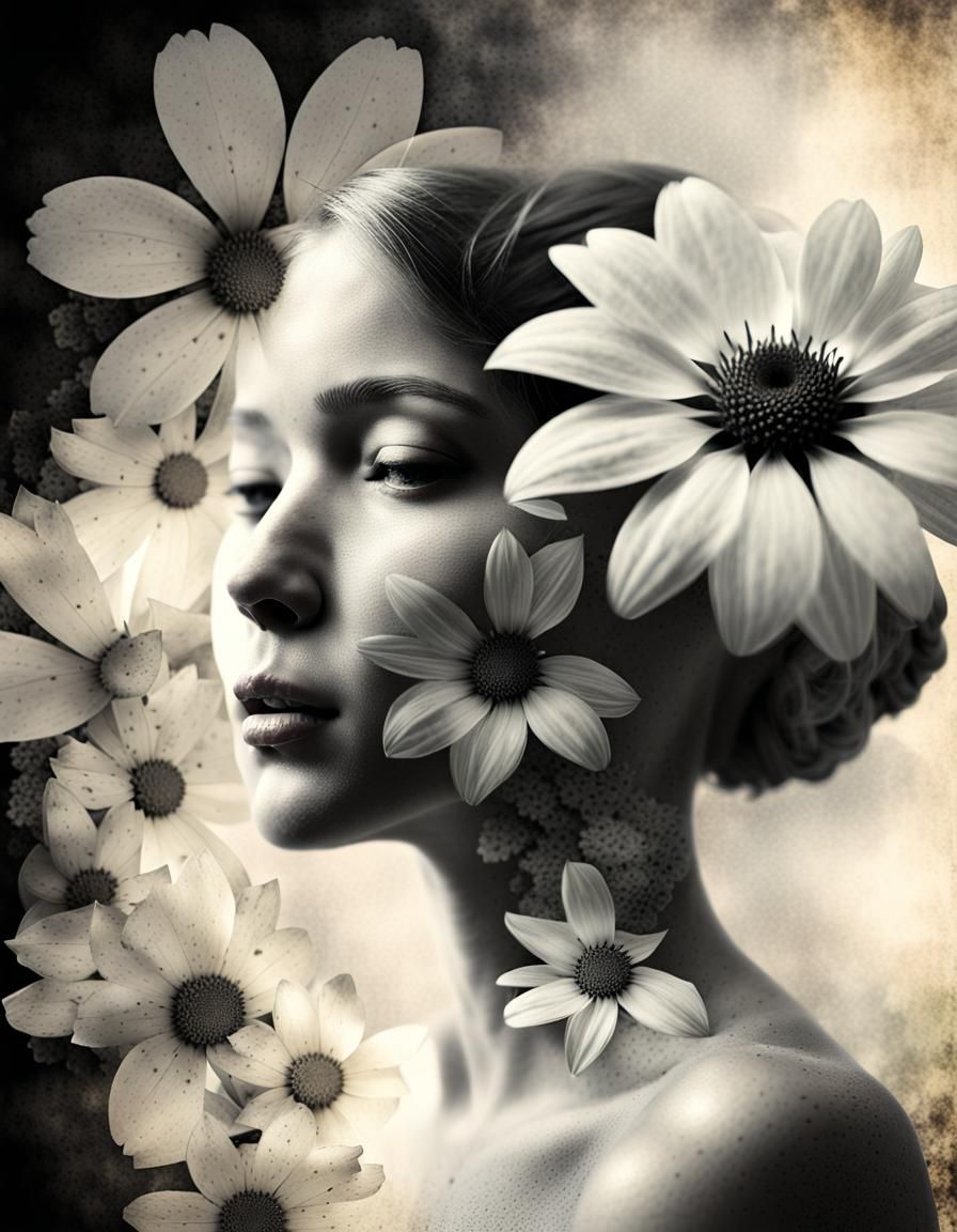 Portrait with flowers