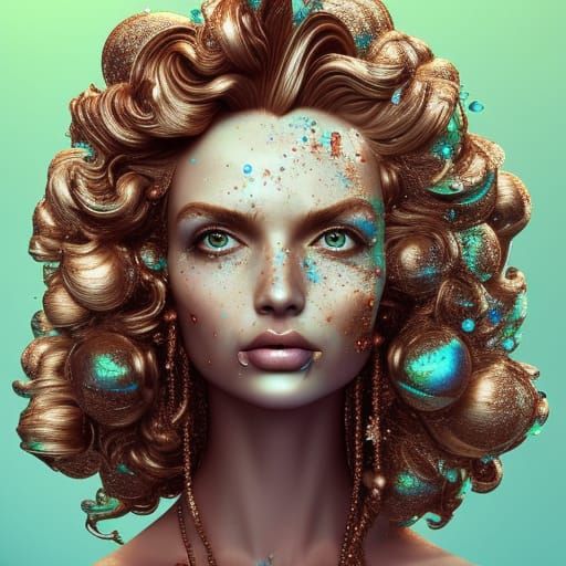 Stunning woman sculpture, head & shoulder portrait, diamond ...