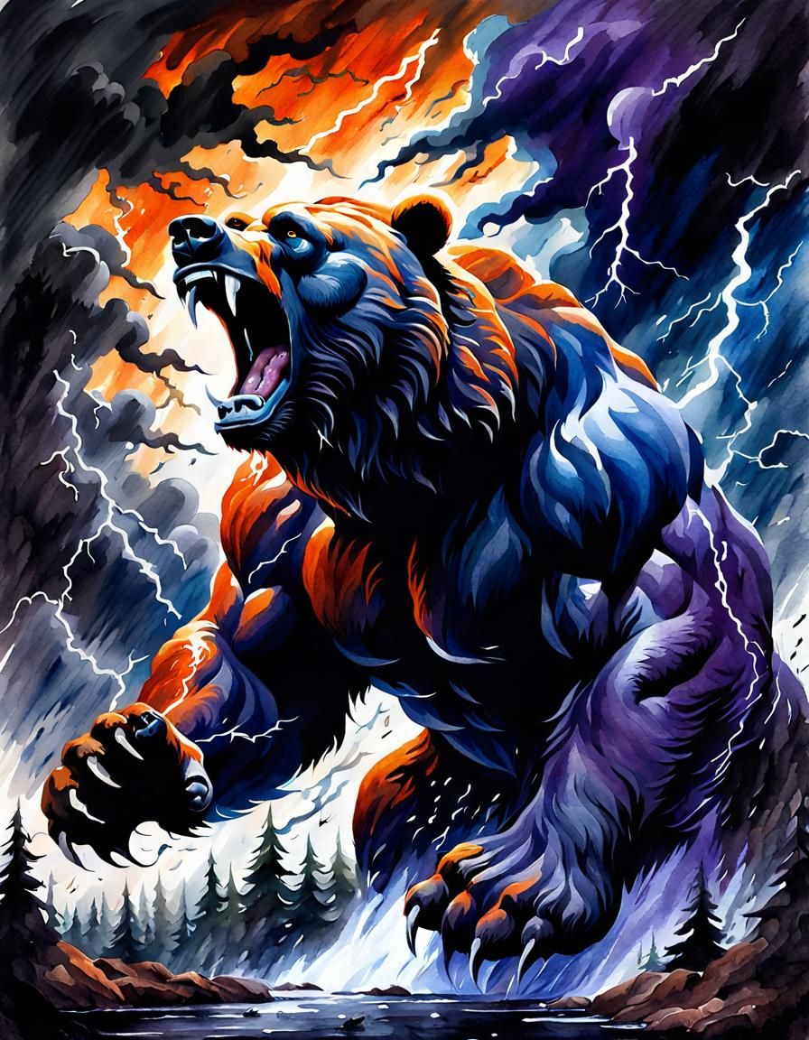 Fierce storm bear - AI Generated Artwork - NightCafe Creator