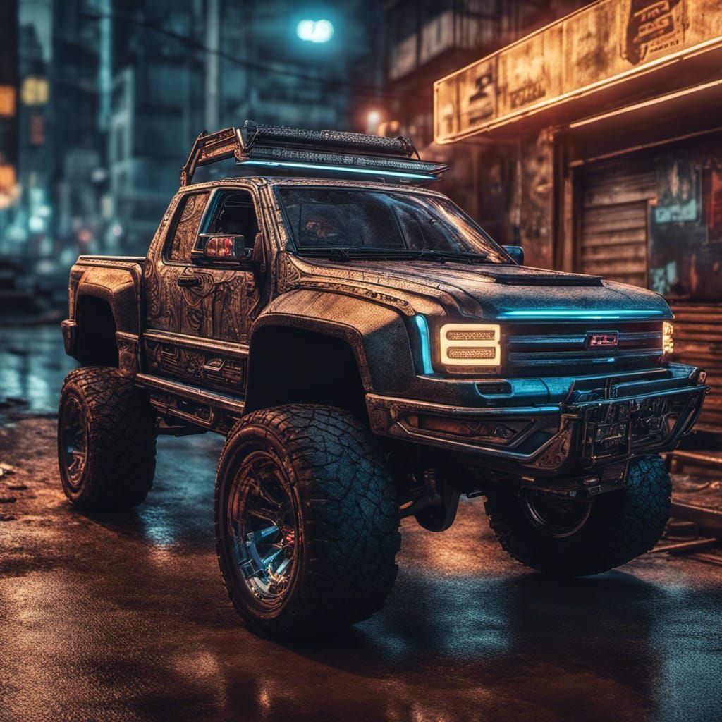 Cyberpunk Pickup Truck - Ai Generated Artwork - Nightcafe Creator