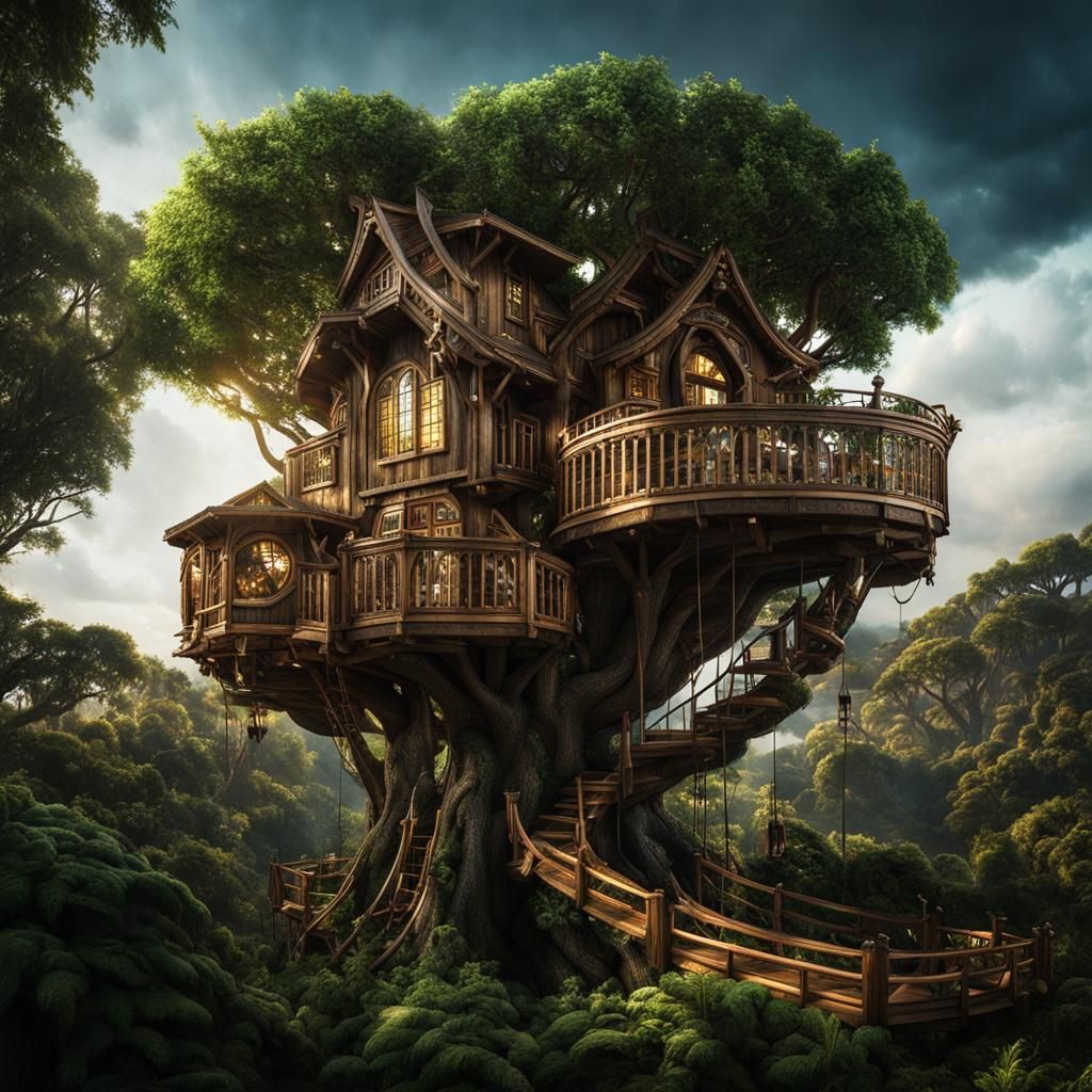(Loki inspired treehouse 1:3), intricate details, HDR, beaut...