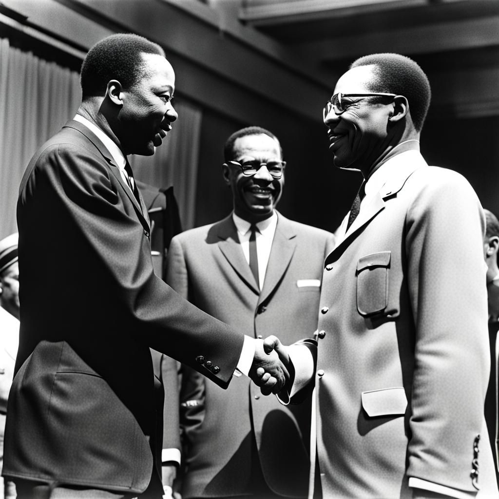 Martian Luther King, Jr., Malcom X shaking hands