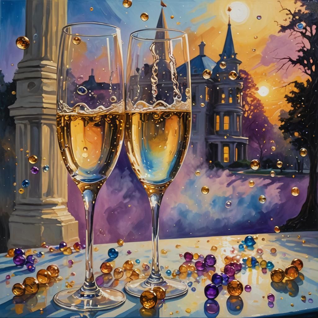 Champagne Toast at White House, Surreal Art