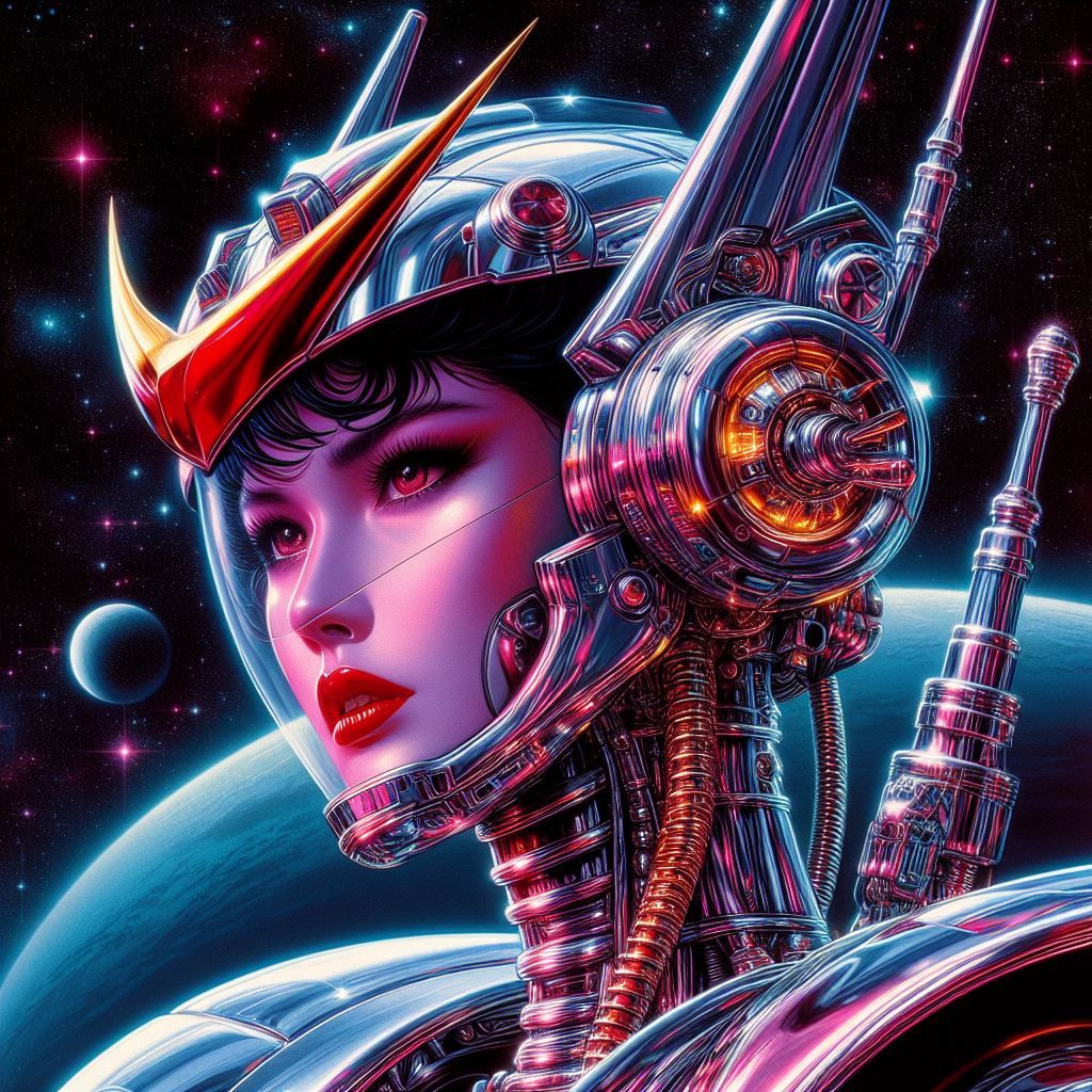 hajime sorayama retro 80s sci-fi futurism cyberpunk space gi...