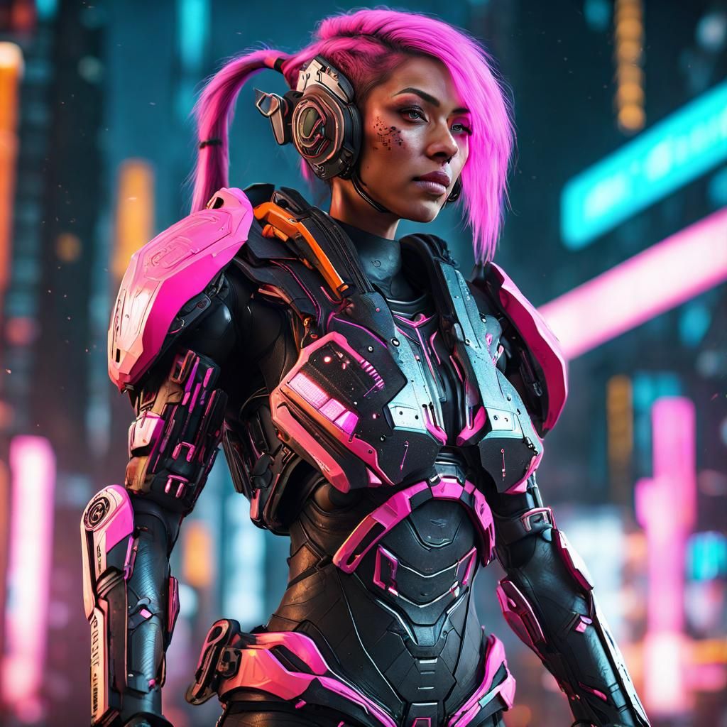 full body shot female cyberpunk warrior futuristic bio mechanic full ...