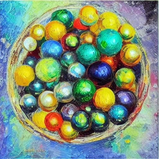 Glass round balls multi colored various sizes shapes colors ...