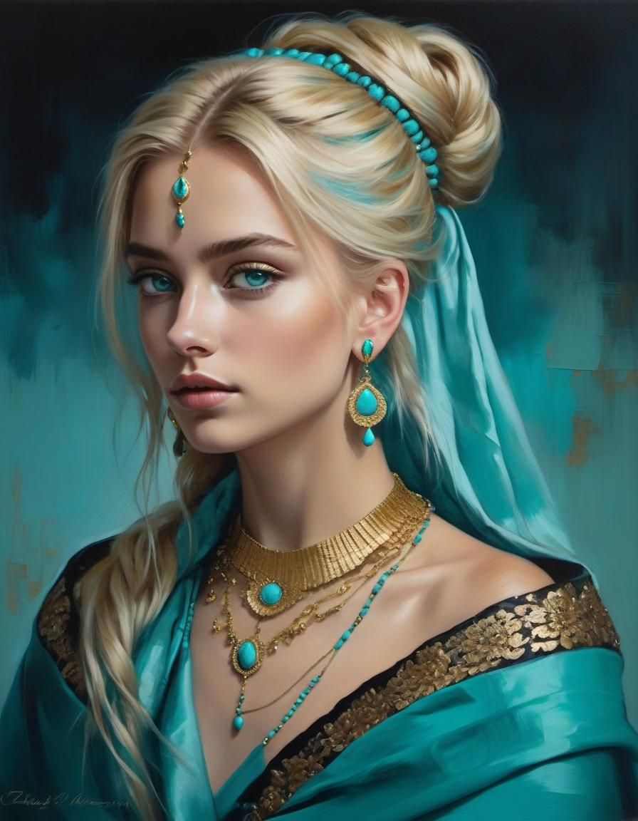 Girl with turquoise jewellery - AI Generated Artwork - NightCafe Creator