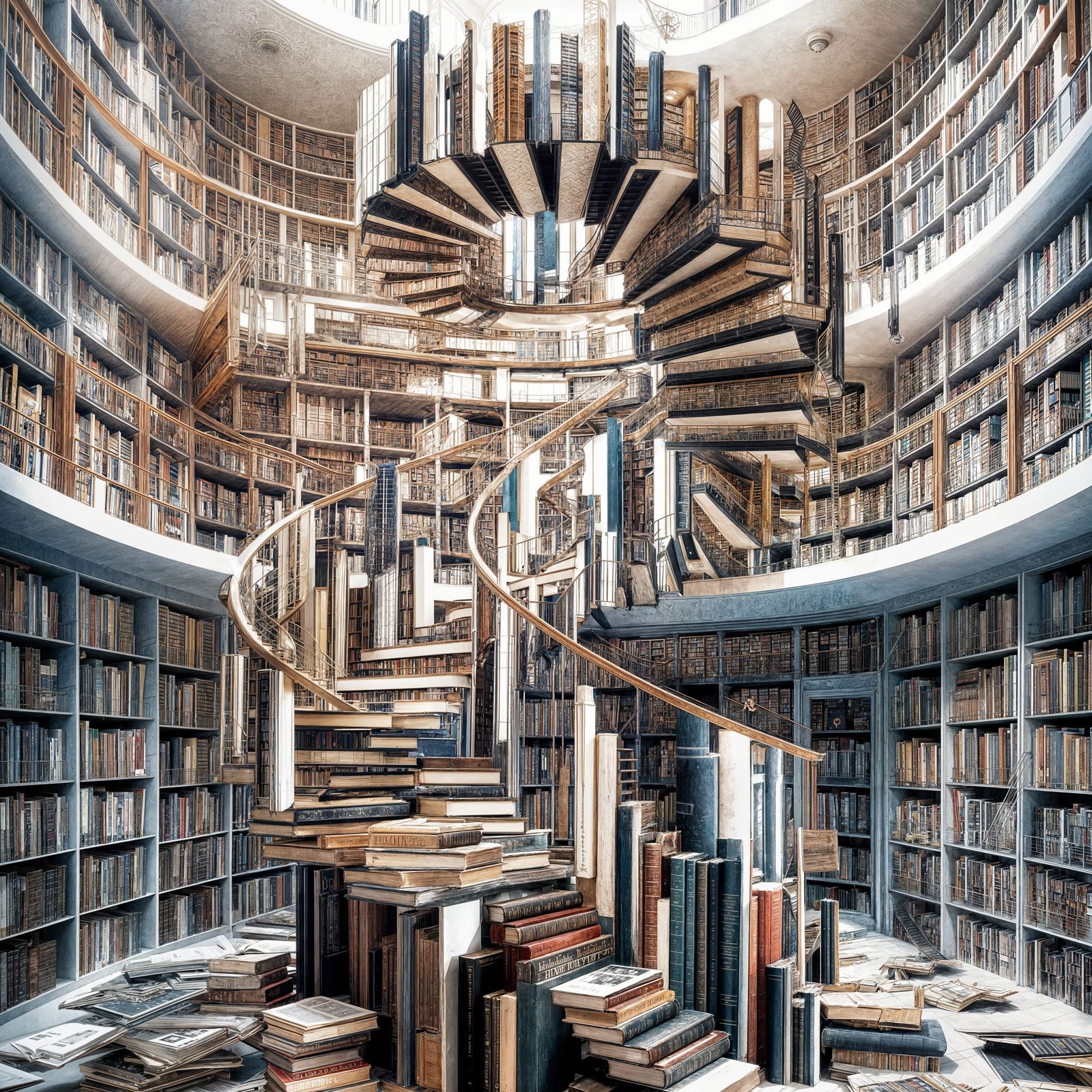A captivating and surreal photograph of a magical library w