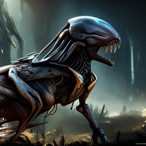 Predator Cyborg xenomorph dog - AI Generated Artwork - NightCafe Creator