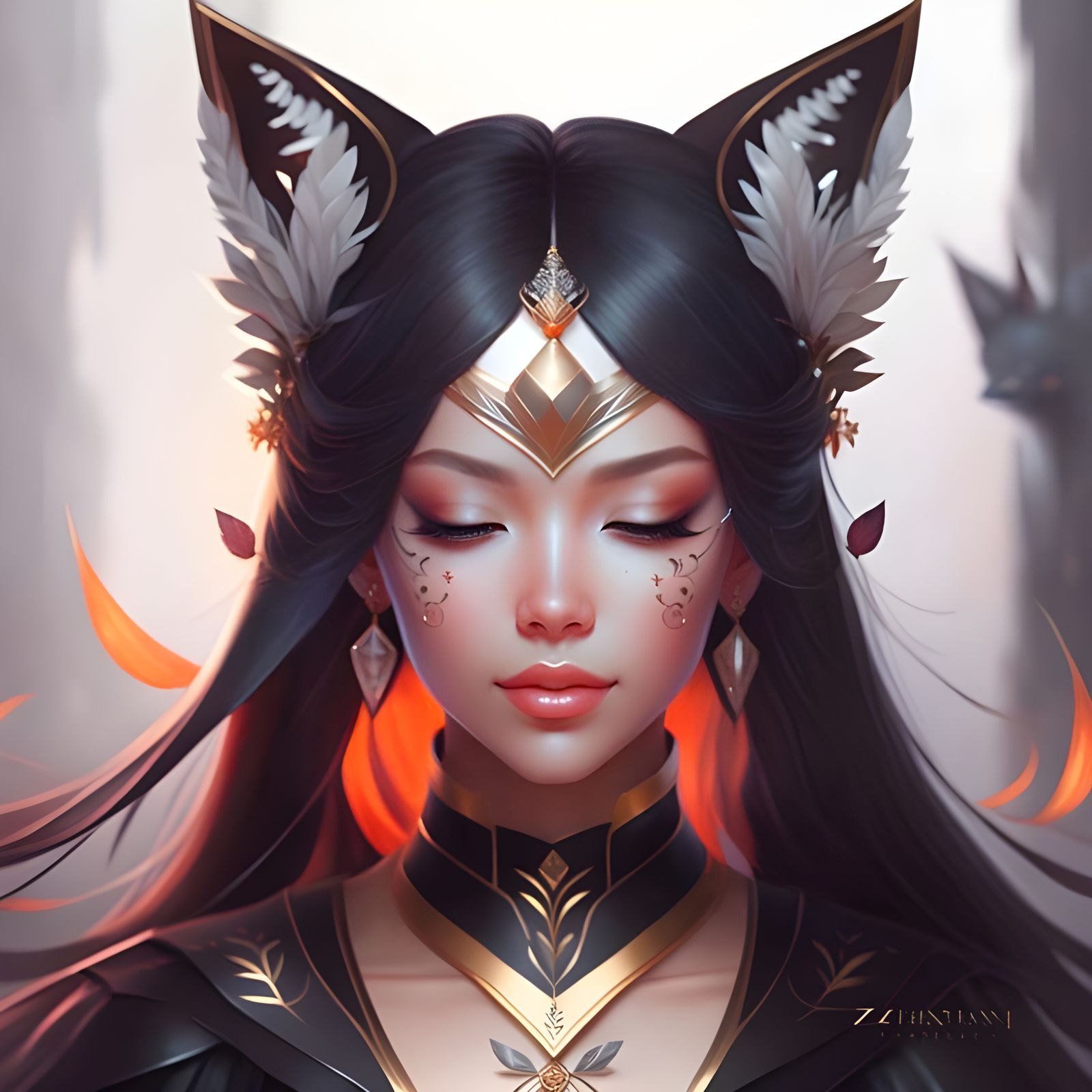 Black kitsune girl - AI Generated Artwork - NightCafe Creator