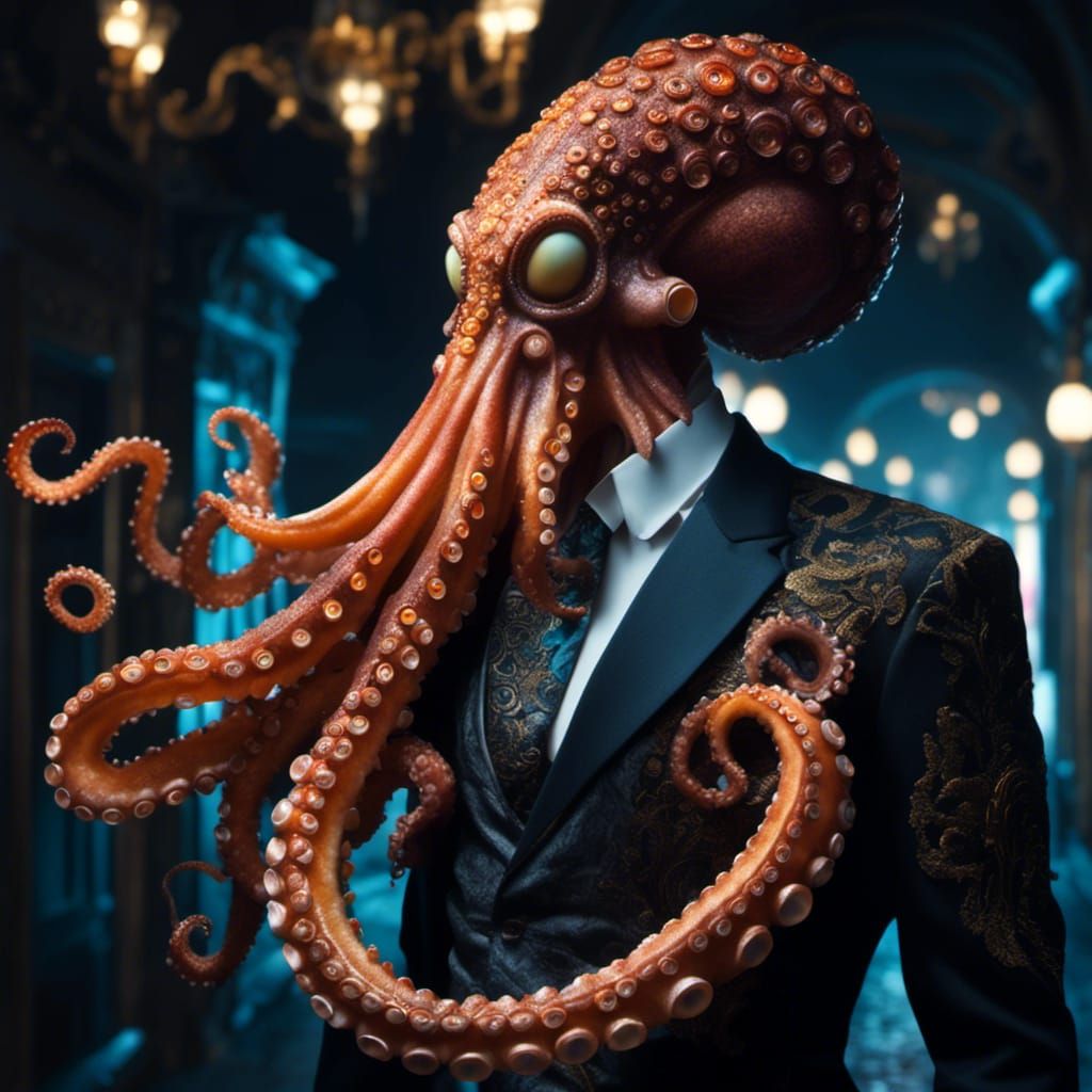 the scene take place in a dark street at night. The tentacle...