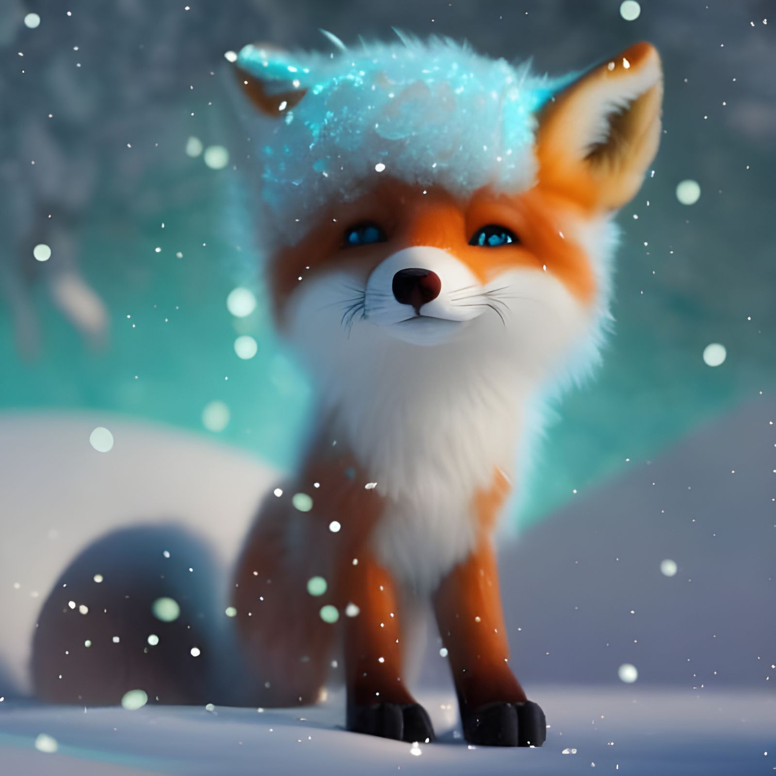 Fox with a snowy hat  by @Zia