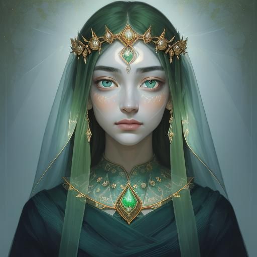feminine , her face , come forth ,  pretty luminous intricat...