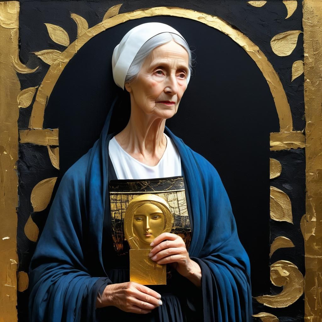 Street Artist in Mixed Media Collage Style