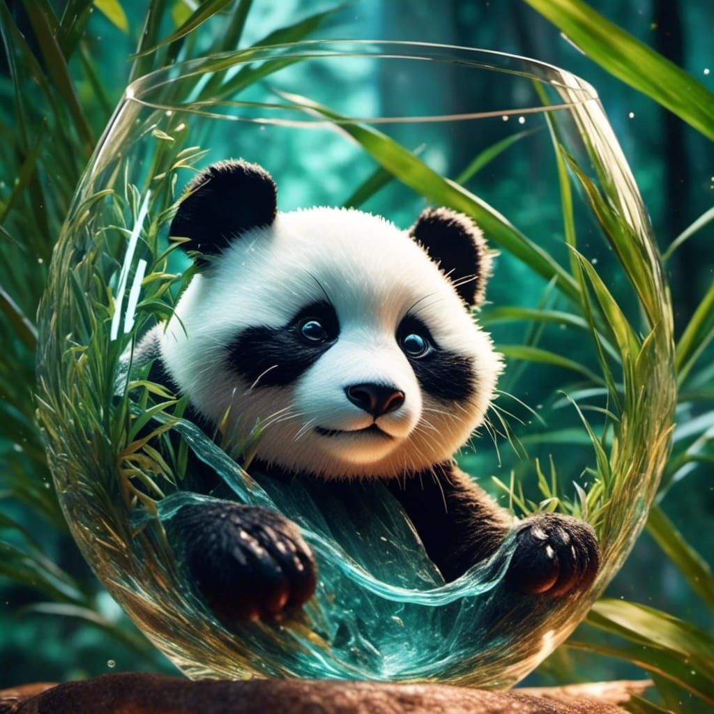 panda in a glass