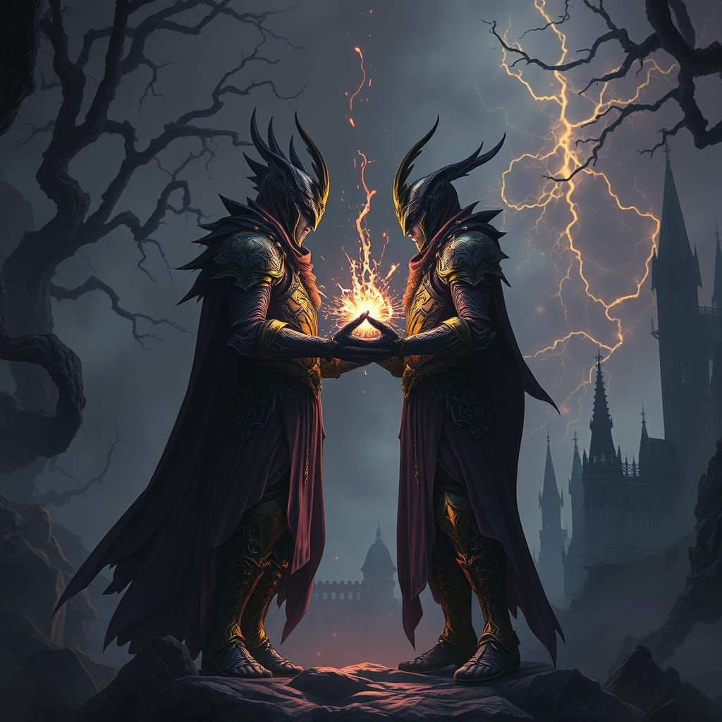 Mysterious Encounter in a Haunting Dark Fantasy Realm