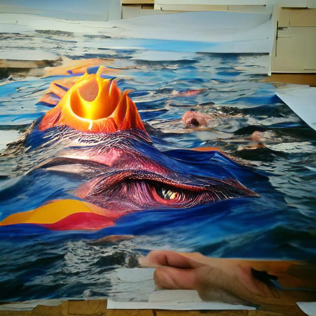 The sun sets in the great blue sea but swimming Sauron is al...