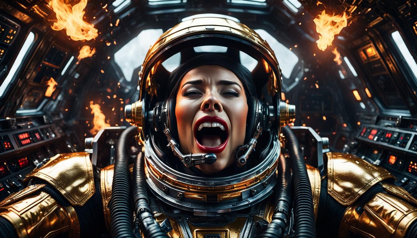 Maximum definition.beautiful face.Girl screaming in terror a...