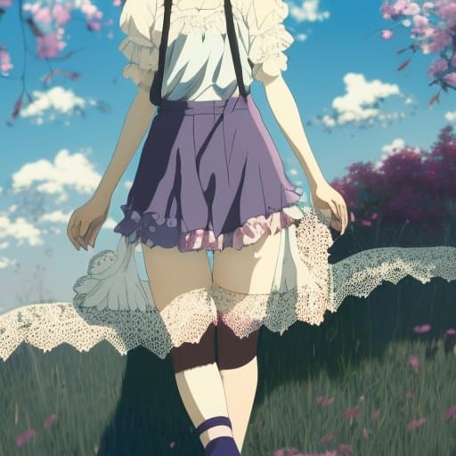 Anime E-Girl with Blush in Studio Ghibli Style