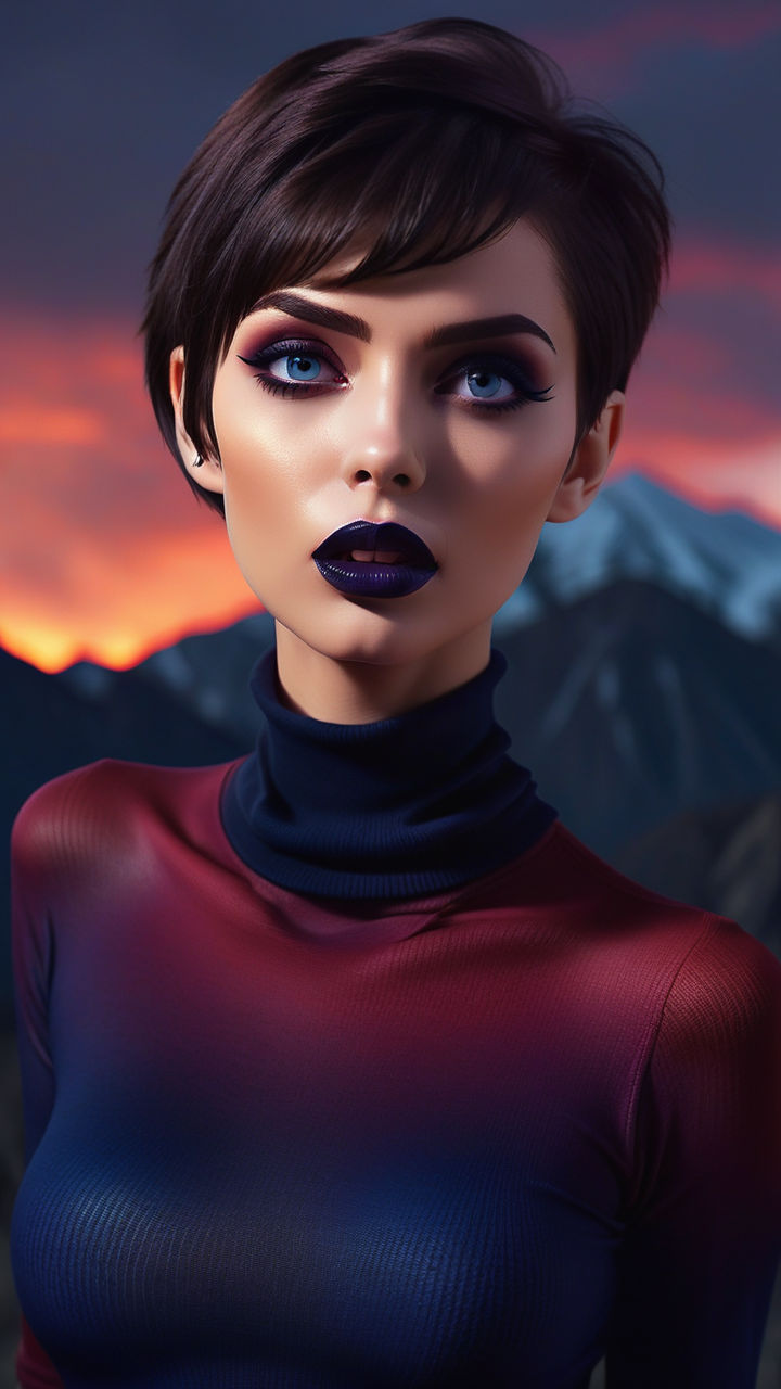 Gothic Attractive short hair model