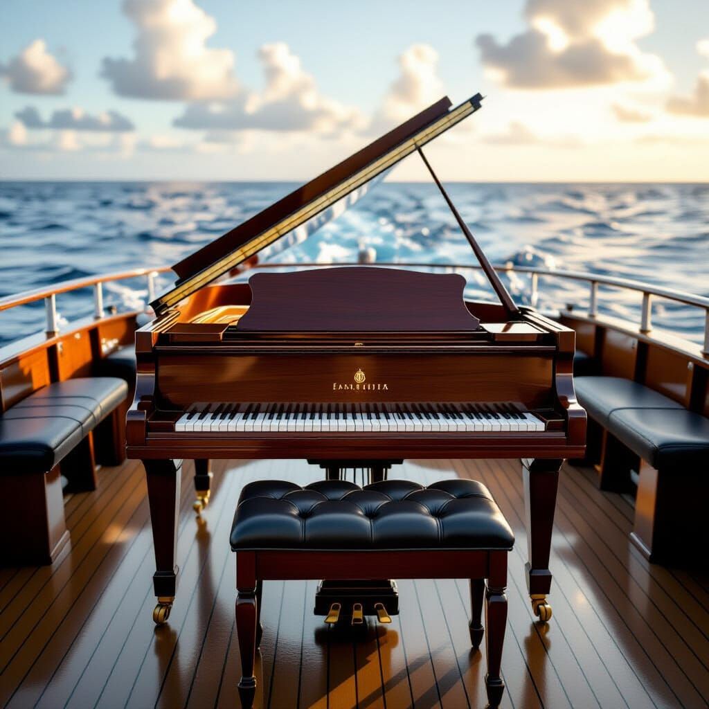 Grand Piano At Sea: Soft Light Photography
