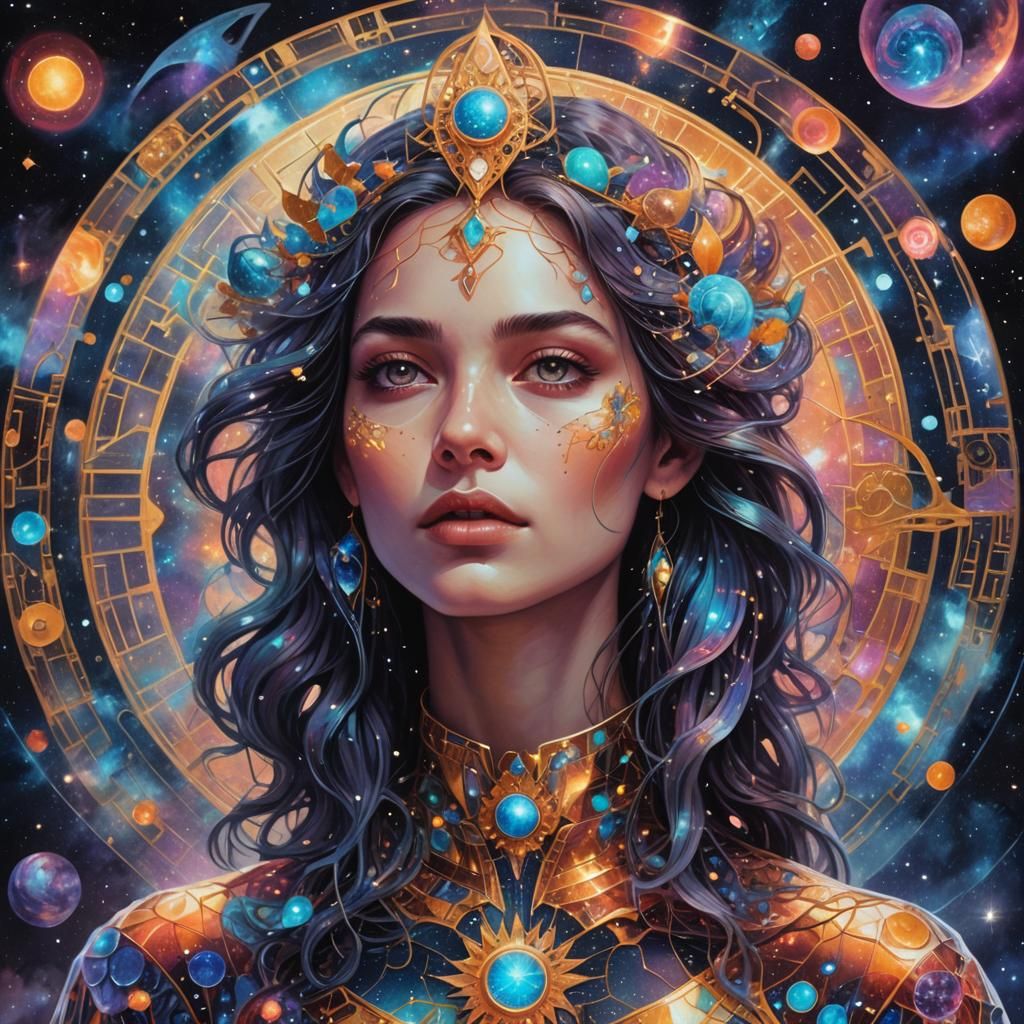a woman in space