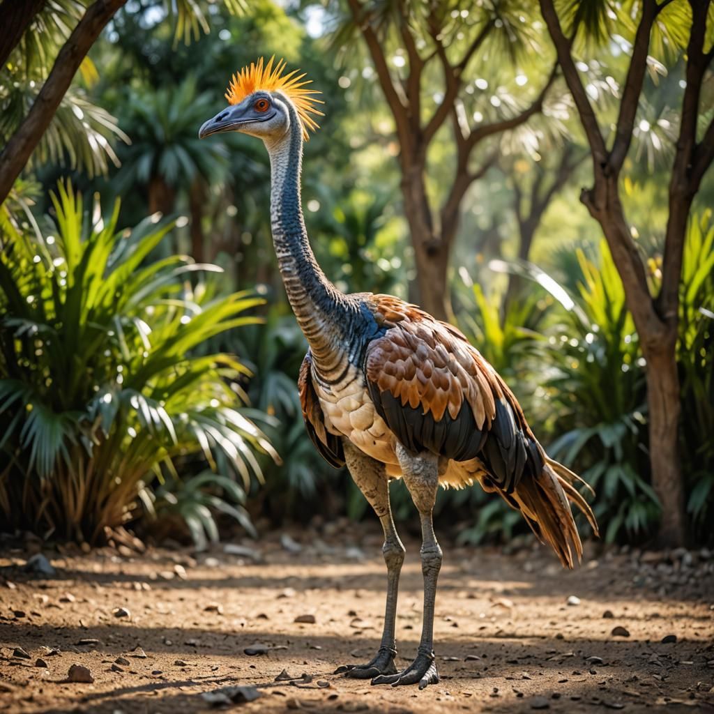 gallimimus with plumage like a chicken
