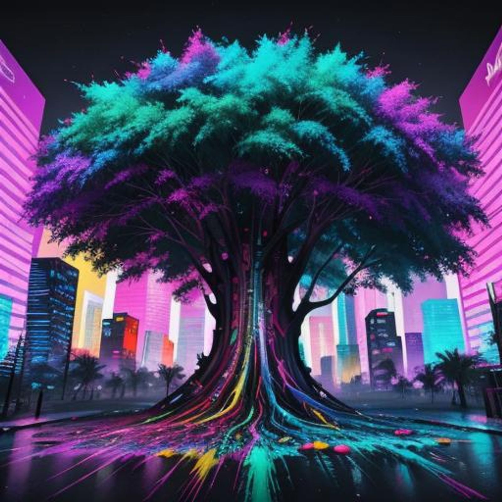 Graffiti Synth Tree - Ai Generated Artwork - Nightcafe Creator