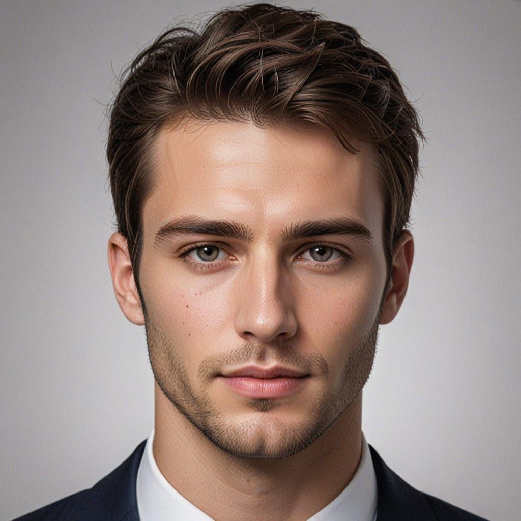 Realistic Portrait of a Handsome Man's Face