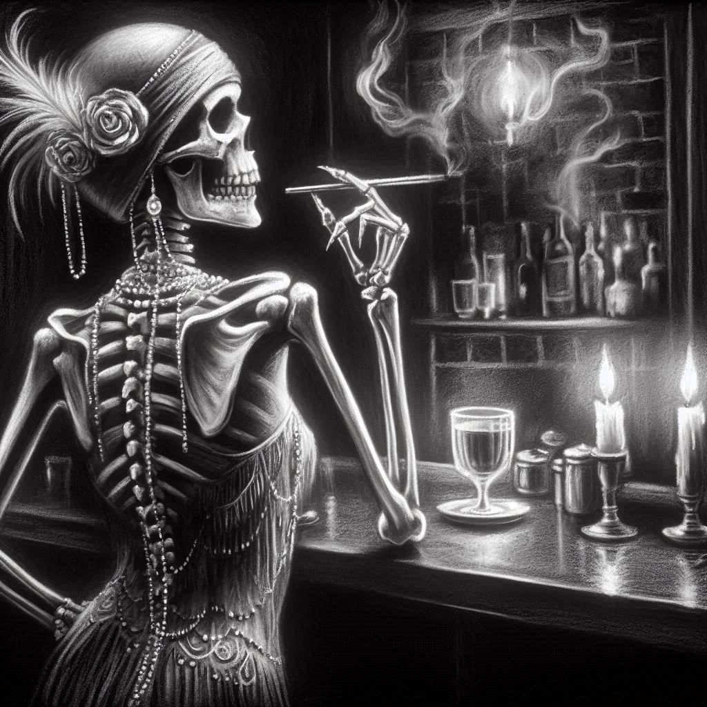 Skeletal black and white