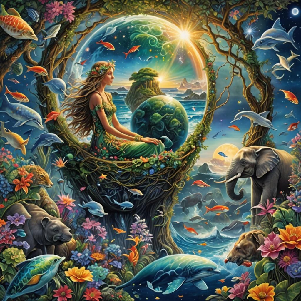 Celestial Gaia with Earth Sphere: Digital Matte Painting