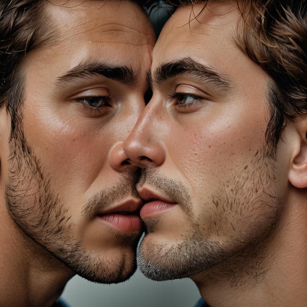 Hot 27 years old gays kissing - AI Generated Artwork - NightCafe Creator