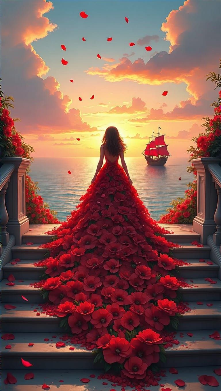 Ascent in Red Petals