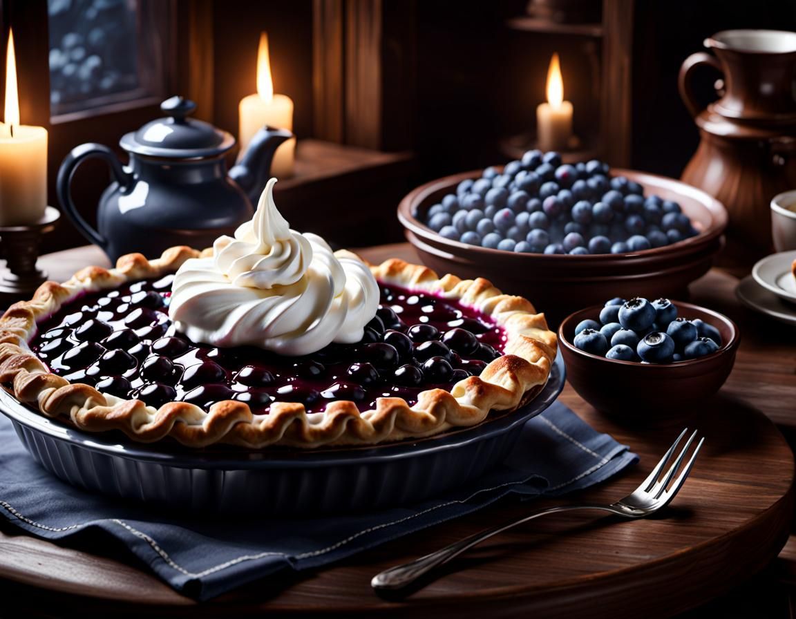 Blueberry pie  by @DeliaPeabody