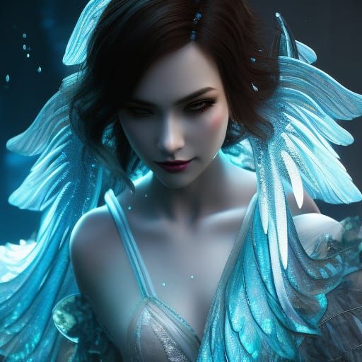 Gothic water fairy, water, beautiful head and shoulders port...